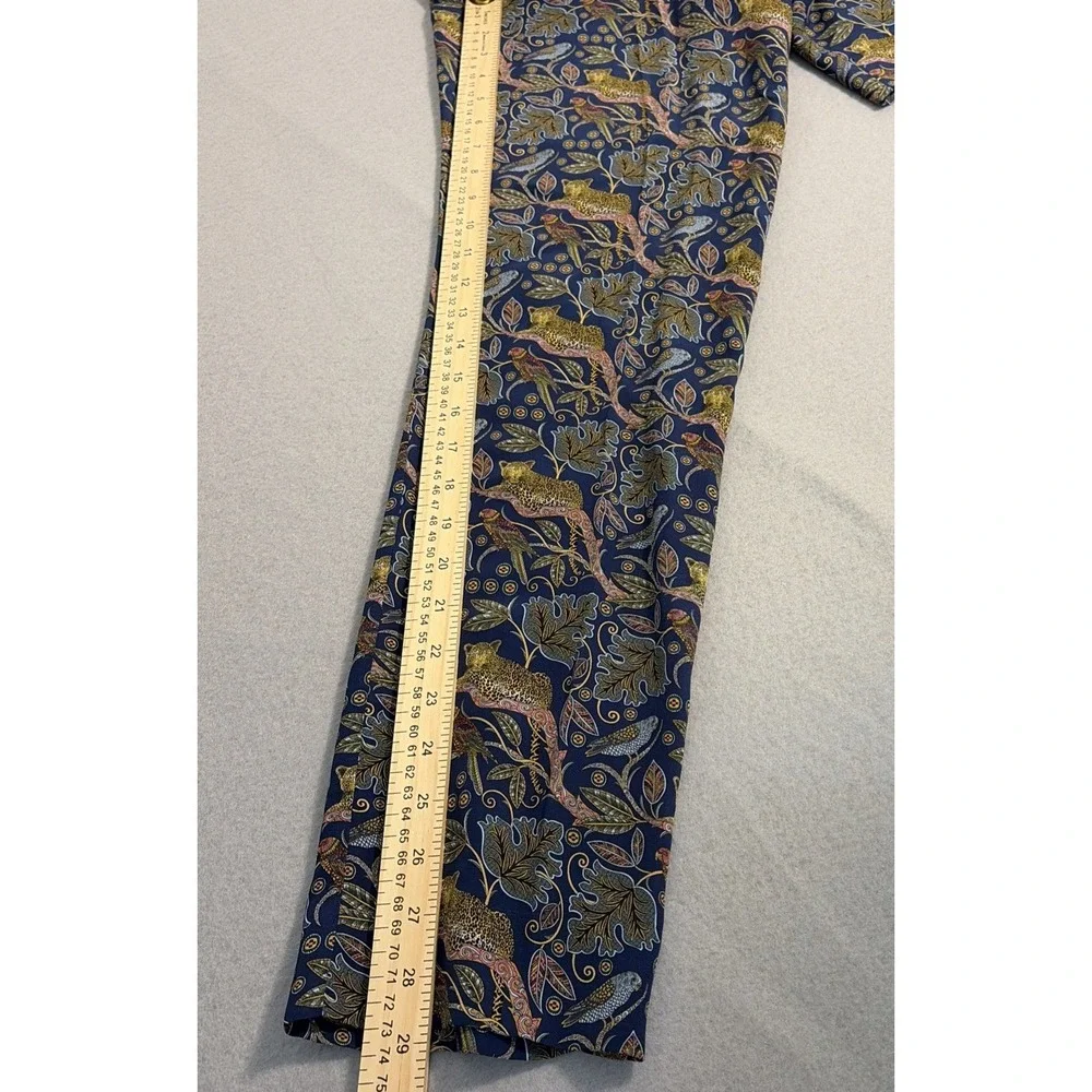 J Crew 100% Silk Full-Length Easy Pant | Botanical Cheetah Print Size 00
